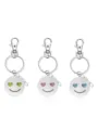 Porte-clés smiley en métal avec yeux en cœur et fermoir mousqueton, charmant accessoire de sac. - Jaune et jaune-vert lumineux / Rose-Visage Joyeux