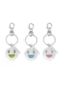 Porte-clés visage métal mignon pendentif émail multicolore anneau accessoire cadeau. - Jaune et jaune-vert lumineux / Bleu-Surprise