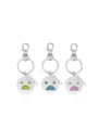 Porte-clés Visage Triste en Métal Ensemble Pendentif Emoji Multicolore - 3 Pièces - Rose et bleu-vert lumineux / Violet-Visage Vide