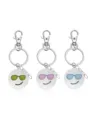 Porte-clés en métal visage souriant lunettes, charm mignon dessin animé pour sac. - Bleu et bleu-vert lumineux / Vert-Visage Fier
