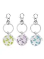 Porte-clés en métal avec pendentif rond étoile émaillé coloré ensemble accessoires de mode - Bleu et bleu-vert lumineux / Étoile Verte