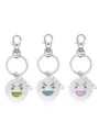 Porte-clés en métal emoji lumineux pendentif de sac à dos accessoire de cadeau - Bleu et bleu-vert lumineux / Vert-Visage Froncé