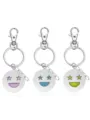 Porte-clés emoji lumineux et tendance avec des yeux en étoile et un sourire éclatant. - Bleu et bleu-vert lumineux / Rose Violet-Surprise