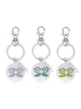 Porte-clés en métal mignon avec pendentif lunettes et moustache, ensemble multicolore. - Bleu et bleu-vert lumineux / Violet-Barbe Vieil Homme