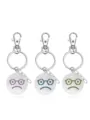 Ensemble de porte-clés emoji en métal tendance avec pendentif lunettes et mousqueton. - Bleu et bleu-vert lumineux / Violet-Pleure avec Lunettes