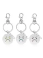 Set de porte-clés en métal argenté avec pendentif expression en colère, accessoire tendance. - Bleu et bleu-vert lumineux / Vert-Visage Colérique