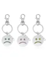 Set de porte-clés visage triste en métal avec fermoir mousqueton et anneau coloré. - Bleu et bleu-vert lumineux / Bleu-Visage Déçu
