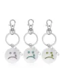 Porte-clés en métal tendance avec pendentifs visage triste en violet bleu et vert. - Bleu et bleu-vert lumineux / Violet-Larme qui Pleure