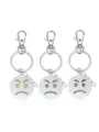 Porte-cles emoji en metal fache ensemble avec breloques lumineuses sac cadeau Halloween - Bleu et bleu-vert lumineux / Style d'Emoji Colérique 1