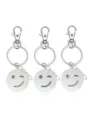 Set de porte-clés en métal avec pendentifs visage souriant coloré pour usage quotidien. - Bleu et bleu-vert lumineux / Vert-Visage Clignant