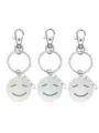 Joli porte-clés visage souriant minimaliste en métal coloris vert bleu et violet. - Bleu et bleu-vert lumineux / Vert-Ligne Sourire