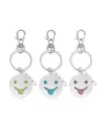 Lot de 3 porte-clés en métal avec pendentif visage souriant coloré, accessoire tendance. - Bleu et bleu-vert lumineux / Vert-Sourire Langue
