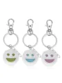 Porte-clés visage smiley en métal avec émail coloré, charmant pendentif de sac varié. - Bleu et bleu-vert lumineux / Bleu-Visage Souriant (NY1286)
