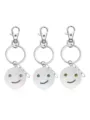 Porte-clés en métal avec pendentif smiley coloré, accessoire mignon pour clés et sacs. - Bleu et bleu-vert lumineux / Léger sourire (NY1301)