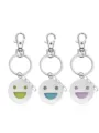 Porte-clés visage souriant en métal variant en vert, bleu et violet, accessoire mode. - Bleu et bleu-vert lumineux / Visage Joyeux (NY1307)