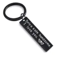 Portachiavi in acciaio inossidabile nero inciso con messaggio d'amore per regalo. - un solo ciondolo, senza catena / 12x50mm