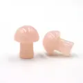 Mini rozenkwarts kristal paddestoel beeldje, 2cm roze steen decoratie voor mooie DIY microlandschap. - Rozenkwarts