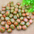 Natural irregular tumbled stones for yoga aromatherapy crystal sets, green and red mineral decor. - Unakite