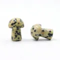 Mini crystal stone mushroom figurine ornament for DIY micro landscape and garden decor. - Dalmatian Jasper