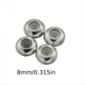 Silver tone copper silicone stopper beads 8mm flat round spacer DIY jewelry making - With Silicone Pad Style / 8mm Size / Silver