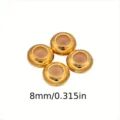 Gold plated silicone stopper beads 8mm round metal spacer charms for DIY bracelet necklace making - With Silicone Pad Style / 8mm Size / Gold