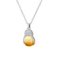 Minimalist owl pendant necklace with yellow gemstone for women, elegant daily jewelry. - Topaz