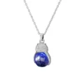 Silver owl pendant necklace with blue gemstone variant, simple fashion jewelry design. - Leather Cord Style / Lapis Lazuli