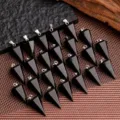 Schwarzer Obsidian sechseckige Säule Pendel Kristall Stein Anhänger Halskette Set - 1 Stück/Packung / Schwarzer Achat