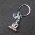 Metal Buddha and Lotus Pendant Keychain for Keys Bags Car Accessories Religious Style Gift - Buddha & Lotus