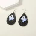 Halloween süße Geist Tropfen Leder Ohrringe doppelte Schicht Mode Schmuck Damen - Geist Stil (NE1008)