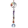 Handmade crystal tree of life car hanging pendant with chakra stones and prism suncatcher. - Slanted Tree / Bronze