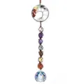 Handmade crystal suncatcher tree of life car hanging ornament with colorful chakra stones. - Slanted Tree / Silver