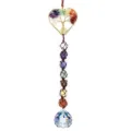 Crystal suncatcher detail showing the heart tree of life and chakra stones hanging ornament. - Heart-shaped Tree / Gold