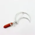 Goldstone crystal hexagonal column moon alloy hair clip geometric crescent hair accessory - Red Goldstone