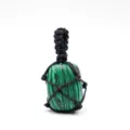 Handmade woven raw malachite crystal gemstone net pocket pendant necklace variant. - Malachite
