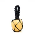 Yellow crystal stone pendant inside black handwoven rope net pocket necklace variant - Topaz
