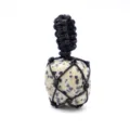 Natural gemstone crystal raw stone black woven net pocket pendant necklace jewelry item - Spotted Stone