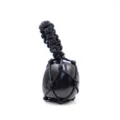 Handmade woven black crystal gemstone net pocket pendant necklace for daily fashion charm. - Black Agate