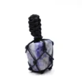Natural blue sodalite raw stone crystal gemstone hand woven net pocket pendant necklace variant - Blue Sodalite