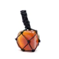 Natural red agate gemstone handmade macrame net pocket crystal pendant necklace variant. - Red Agate