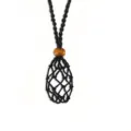 Collar de red tejida negra para piedra con cuenta marrón y cordón ajustable fino - Negro Red Única