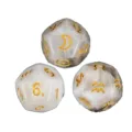 Detailed close-up of multi-sided marble constellation dice with golden engraved symbols. - Zodiac Jupiter Series (AL6803) / 3 Pieces