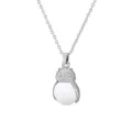 Silver owl pendant necklace with white stone bead fashion jewelry accessory for women - White Jade