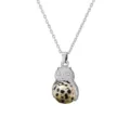 Elegantly crafted owl pendant necklace variant with silver owl holding natural stone. - Spotted Stone