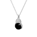 Silver owl pendant necklace with black gemstone, minimalist animal jewelry for women daily wear. - Black Agate
