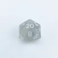 Translucent gray 20 sided D20 dice for tabletop board games, clear white number design. - Numbered Style (AL6803) / 1 Piece/Pack / Clear White