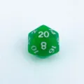 Green translucent 20 sided dice D20 for tabletop board games, clear white numbers. - Numbered Style (AL6803) / 1 Piece/Pack / Transparent Green