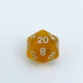 Amber 20-sided dice translucent resin d20 dice for tabletop board games and roleplaying fun. - Numbered Style (AL6803) / 1 Piece/Pack / Transparent Golden Yellow