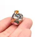 Multi-color crystal glass cube pendant with gold electroplated edge for DIY jewelry making - Blue Purple
