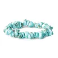 Close-up detail of natural turquoise chip gemstone stretch bracelet fashion jewelry - Green Turquoise Look